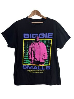 Biggie Smalls Notorious BIG Graphic Tee Black Neon Brooklyn NY Men L